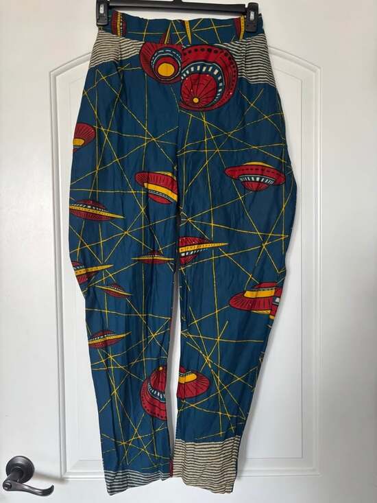 grass fields Pants - Grass-Fields African Print Harem Tapered Pants UFO Galaxy Ankara Womens Size 14